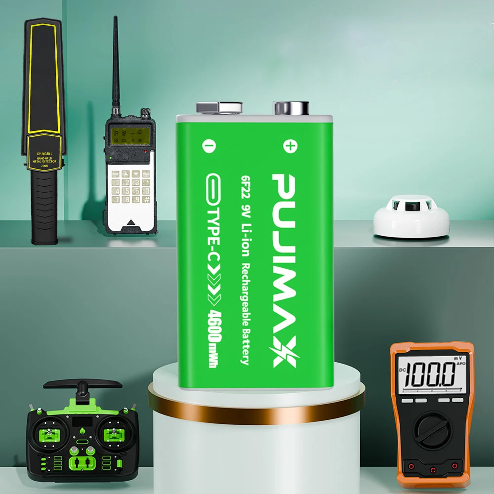 PUJIMAX 4600mWh Type-C USB 9V Rechargeable Battery Rechargeable 6F22 9V Li-ion Battery For RC Helicopeter Model Multimeter Toy