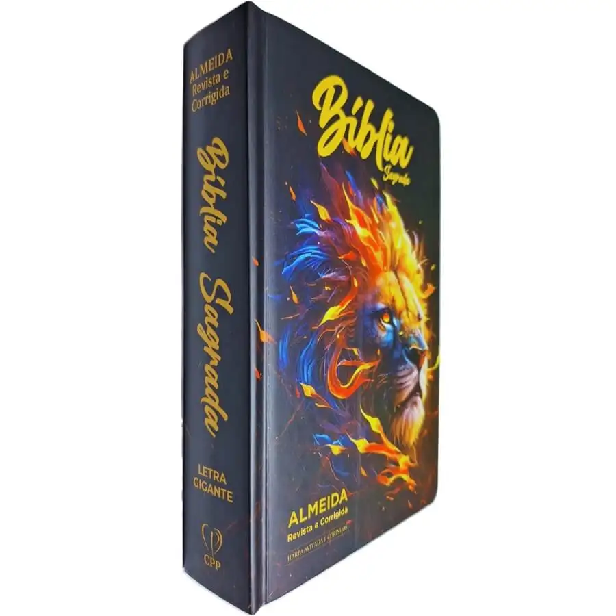 Holy Bible ARC Almeida Magazine and Corrected Hardcover Lion Flames Giant Letter With Harp and Corinhos