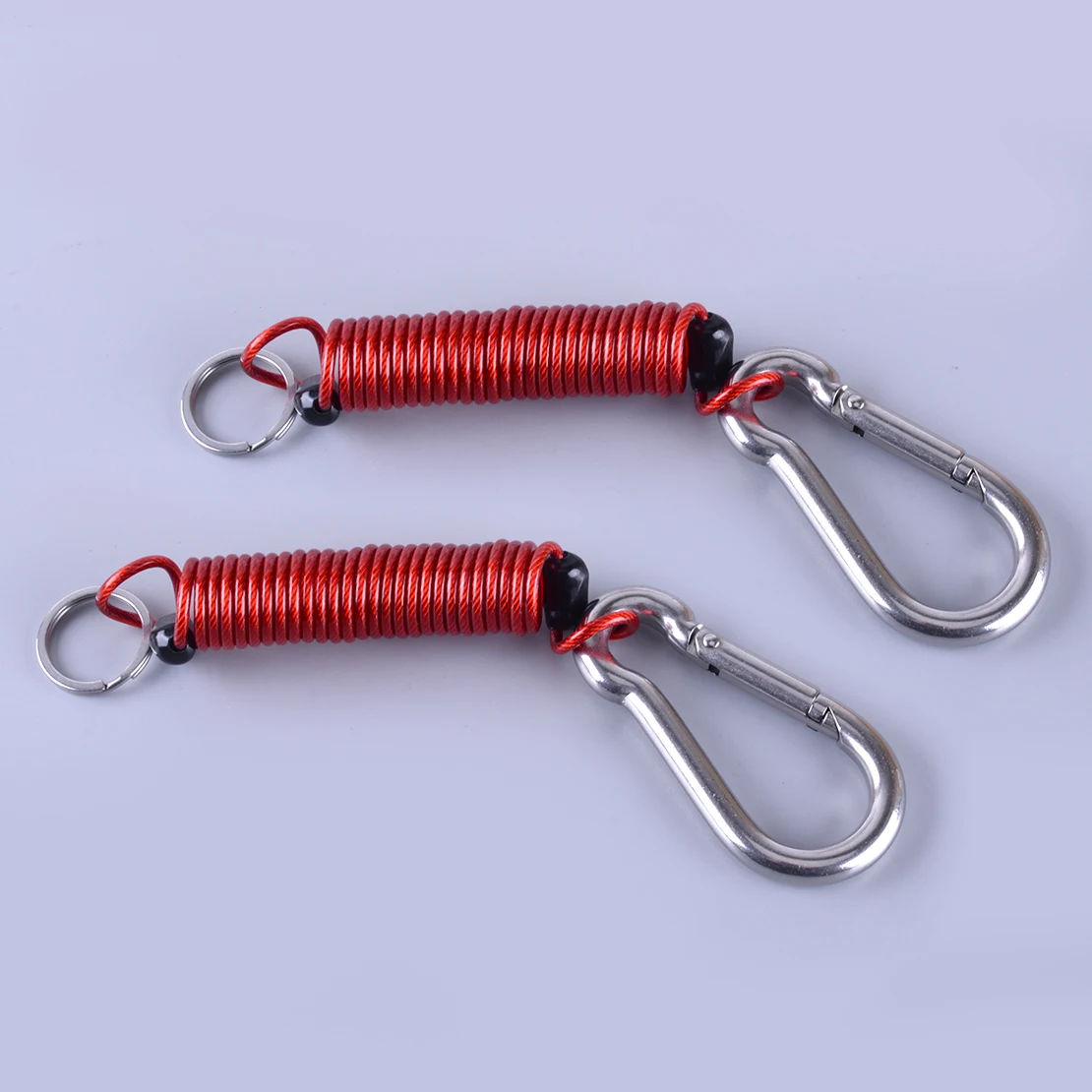 2Pcs Universal 80mm RV Trailer Boat Cable Spring Clip Safety Buckle Foot Breakaway Connector Red Elastic Rope