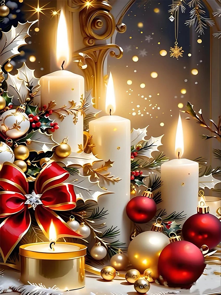 

Christmas Eve Candle Pattern DIY Diamond Painting Kit, frameless full diamond art, multiple sizes to choose from