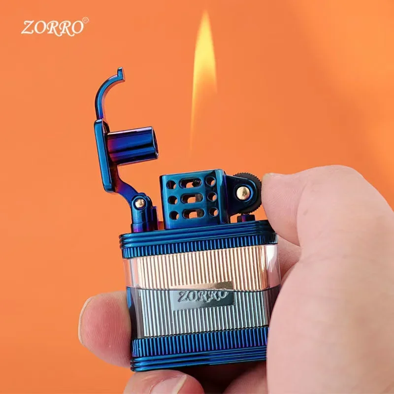 

Zorro Old Nine-door Transparent Fuel Tank Kerosene Flashlight Lighter Pure Copper Creative Retro Windproof Lighter Men's Gift