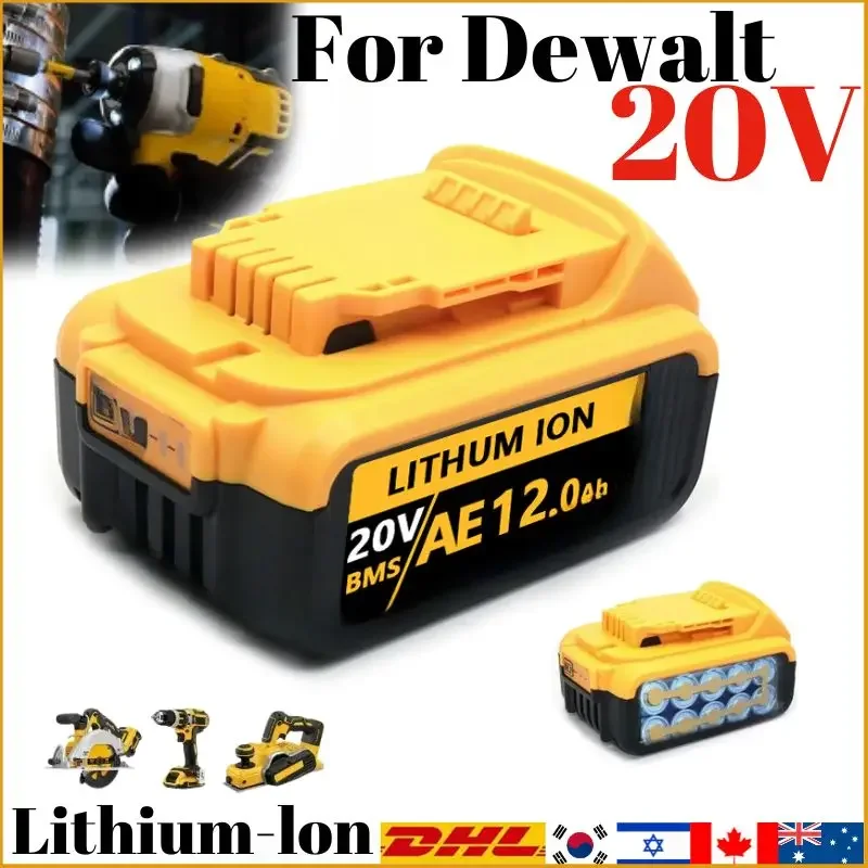 

12000mAh Original DCB200 20V Lithium Replacement Battery For Dewalt 18V DCB184 DCB200 DCB182 DCB180 DCB181 DCB182 DCB201 DCB206