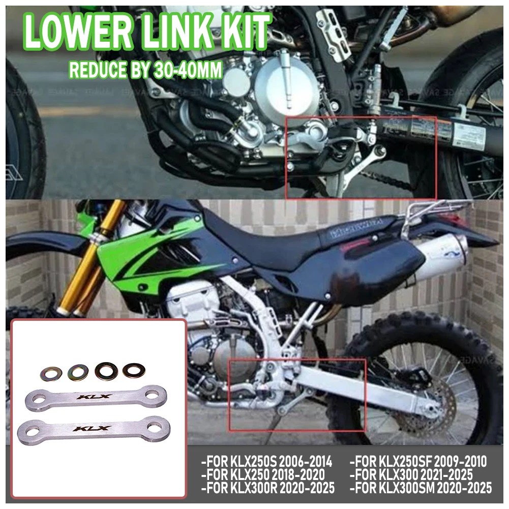 

For KAWASAKI KLX250 S SF KLX300 R SM KLX250R KLX250SR KLX250ES Linkage Lowering Kit Rear Suspension Cushion Drop Lever Links