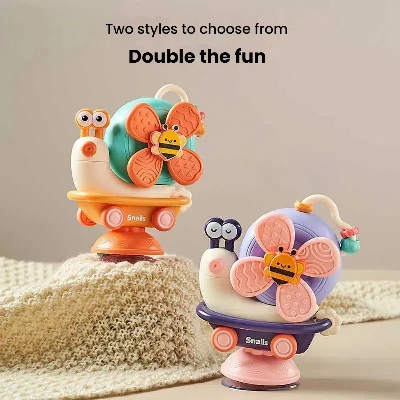 Giocattolo spinner per lumache staccabile |   Mulino a vento a ventosa e auto sensoriali – Gioco di viaggio creativo per abilità motorie fini per bambini 0-12 mesi