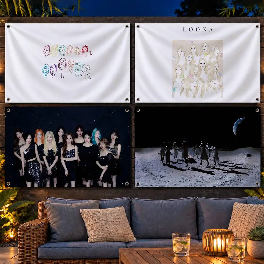 Trending K-Pop LOONA Indoor Outdoor Flag Banner Party Decor Hanging Wall Backdrop