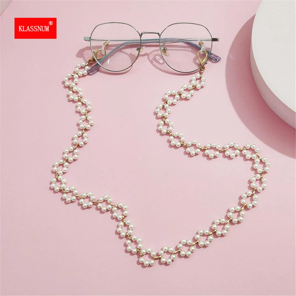 Fashion Pearl Flower Sunglasses Chain Women Romantic Face Mask Chains Spectacle Cord Neck Strap String Mask Chain Wear Gifts