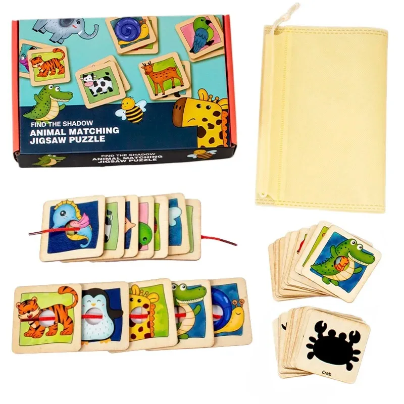 Wooden Animal Fur Pattern Matching Board Puzzle Montessori Logical Thinking Fine Motor Training Board Game Educational Toys