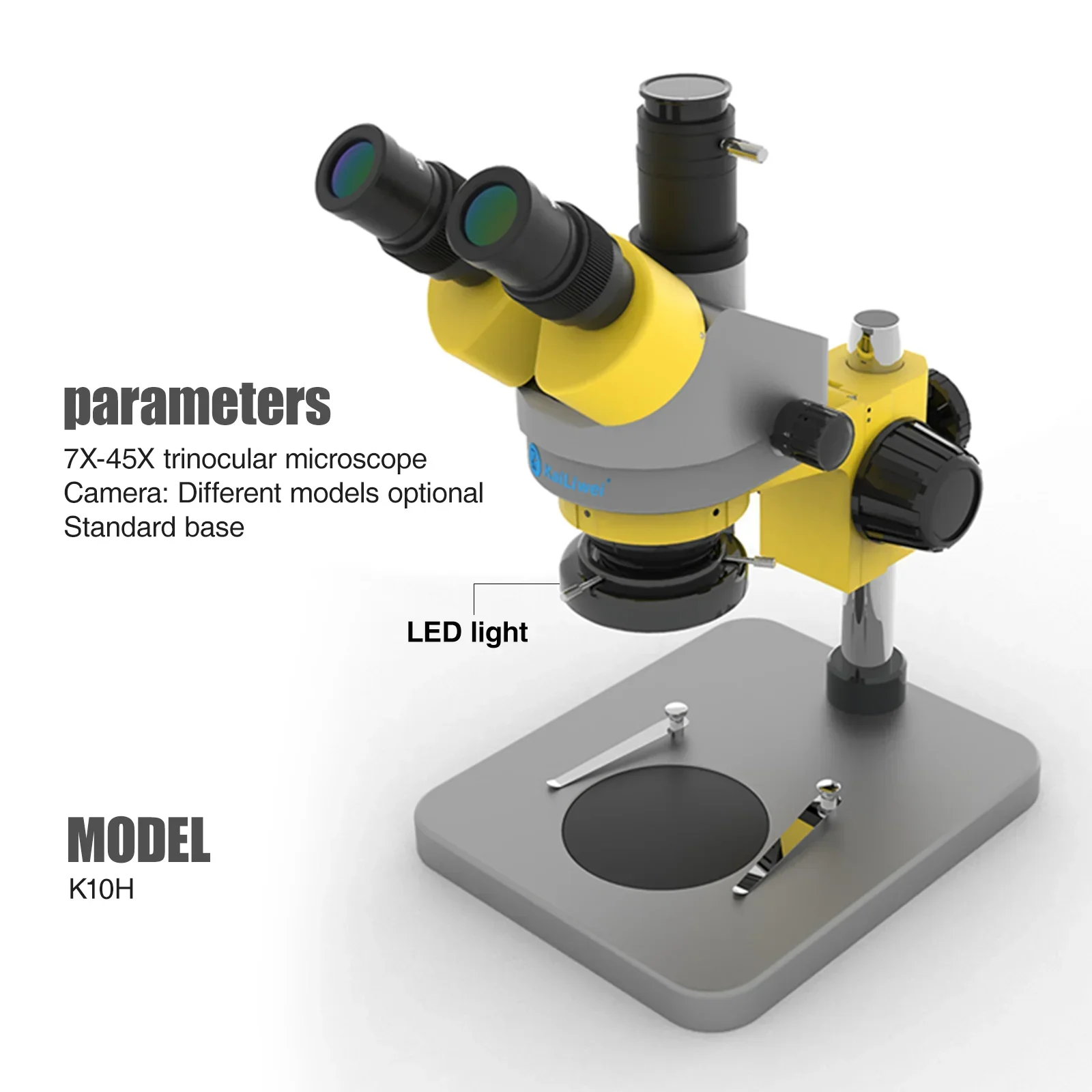 YYHC Kailiwei K10H Stereo Electronics 7-45X HD VGA Trinocular Microscope For Mobile Phone PCB Soldering Welding Repair Tool