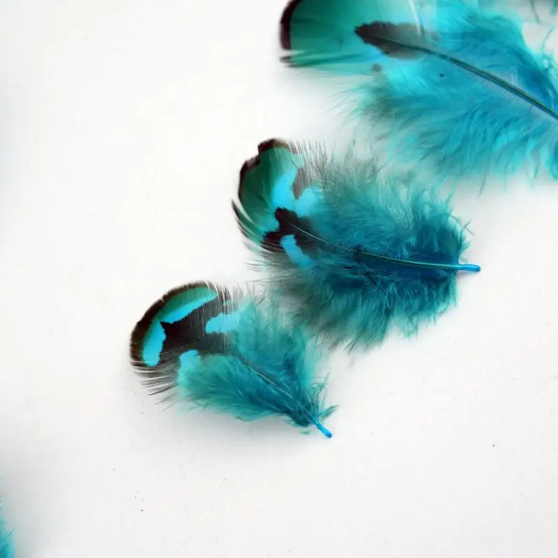 Natural DIY Pheasant Feathers Lake Blue Dyed 3-8cm Handmade Craft Supplies for Jewelry Making Costume Design Wedding Decor Bulk