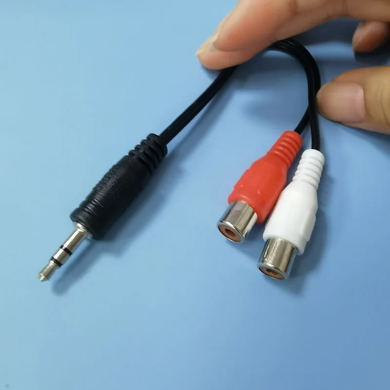 18cm Dual RCA Audio Cable to 3.5mm Stereo 3pole Jack Male to 2 RCA Female plug connector RCA Converter Adapter red black W1