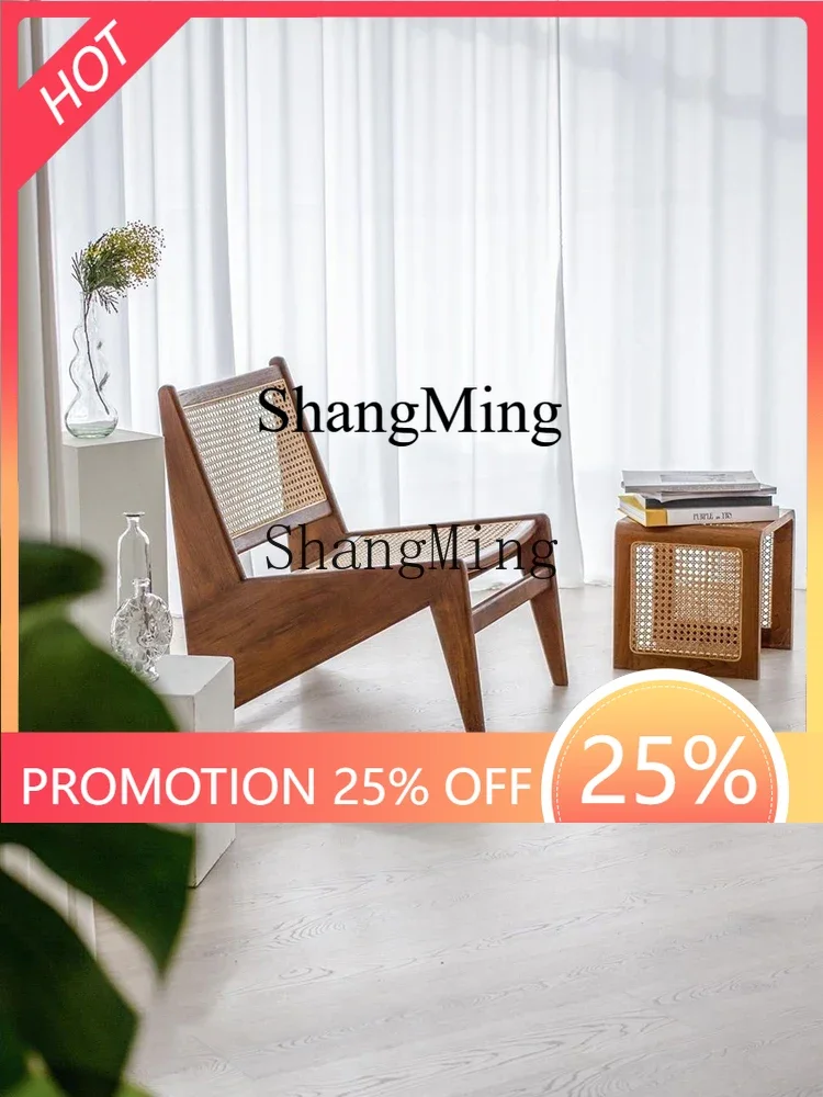 

FG good-looking retro solid wood sofa edge rattan living room home leisure balcony mobile simple modern bedside table