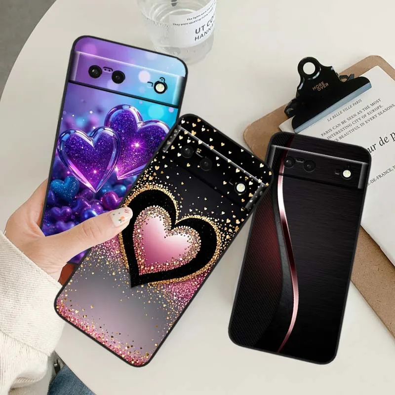 

Sparkling Love Letter Popular Phone Case For Google Pixel 9a 9 8A 8 7 7A 6 6A Pro XL 2024 5G Black Soft TPU Silicone Cover