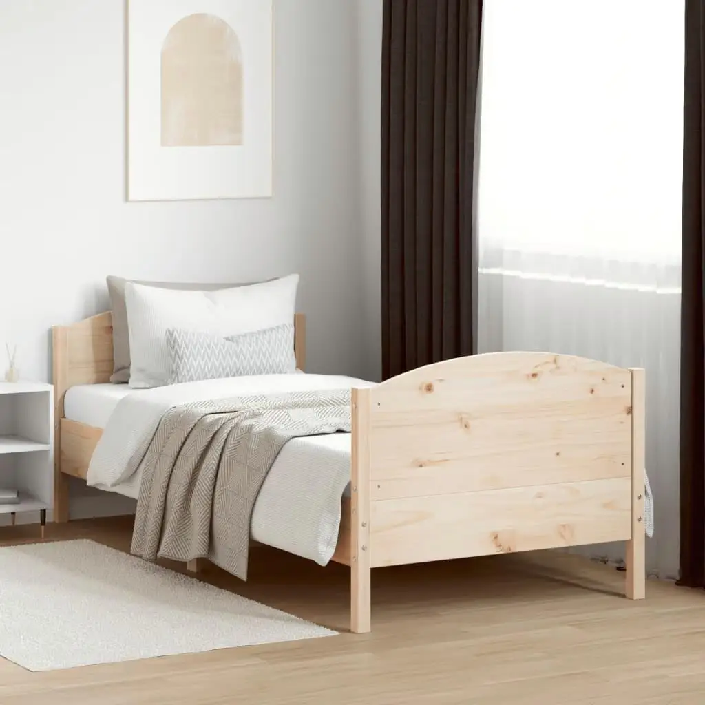 90x190 cm Single Solid Pine Wood Bed Frame - No Mattress Included, Durable & Stylish Design