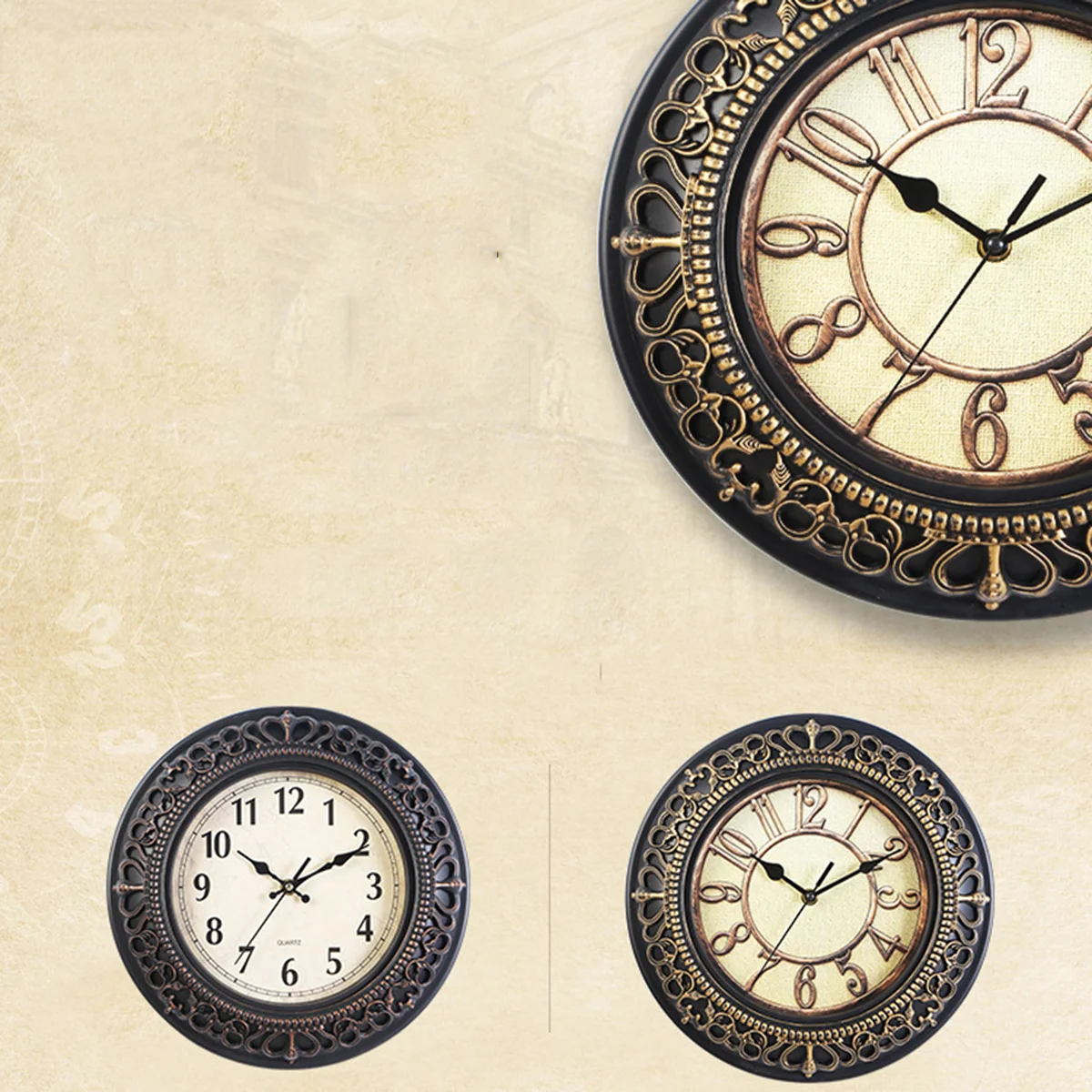 

Non-ticking Clock Carved Dial Traditional Silent Wall Decorative European Style