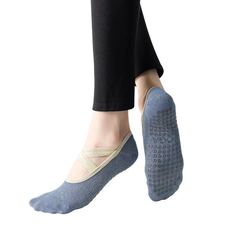 2022 Non-Slip Yoga Socks Women Breathable Pilates Sock With Bandage Sports  Ladies Ballet Dance Workout Socks for Fitness Gym