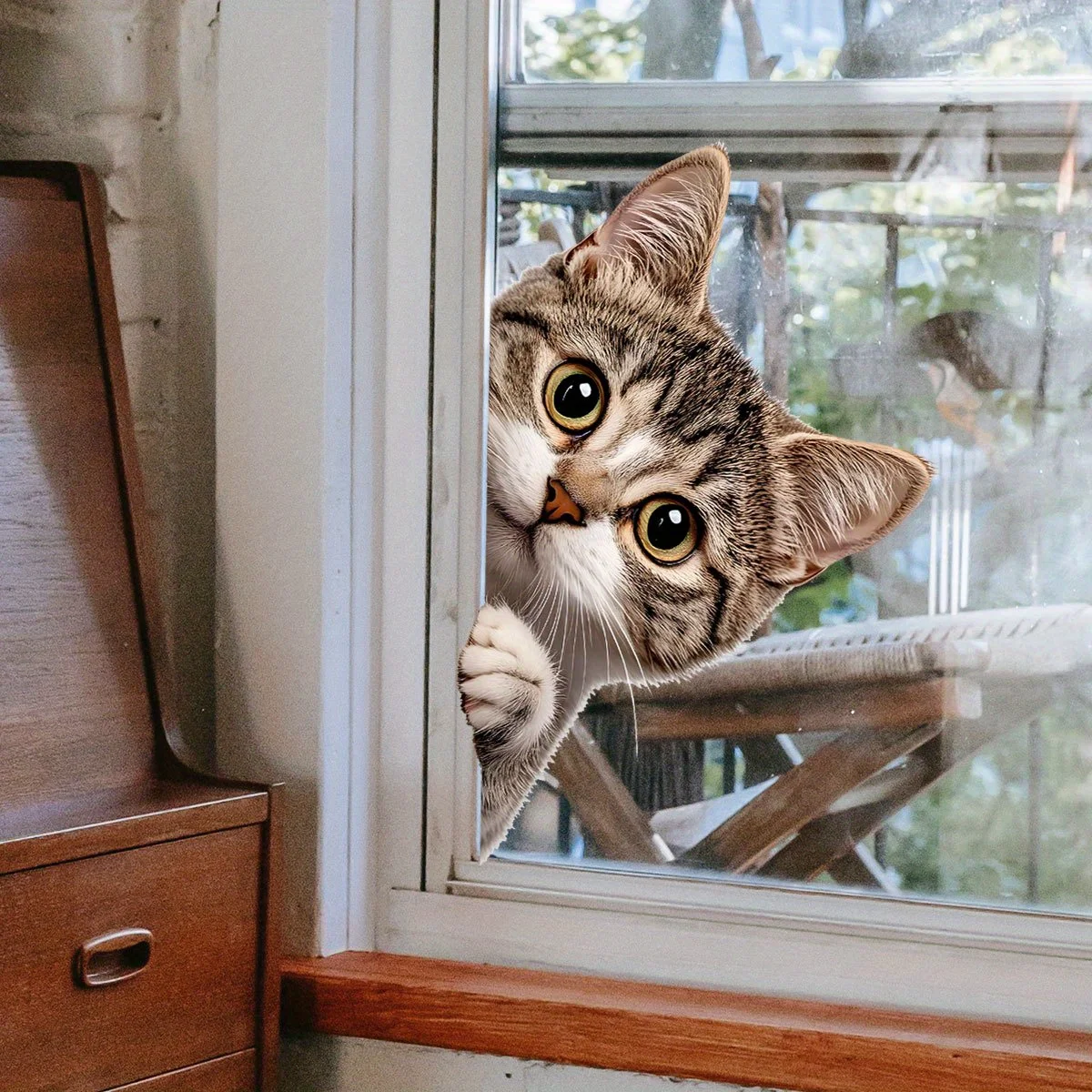 Funny Cat Peeking Window Wall Sticker Bathroom Toilet Decor Living Room Cabinet Refrigerator Home Decoration Decal Stickers