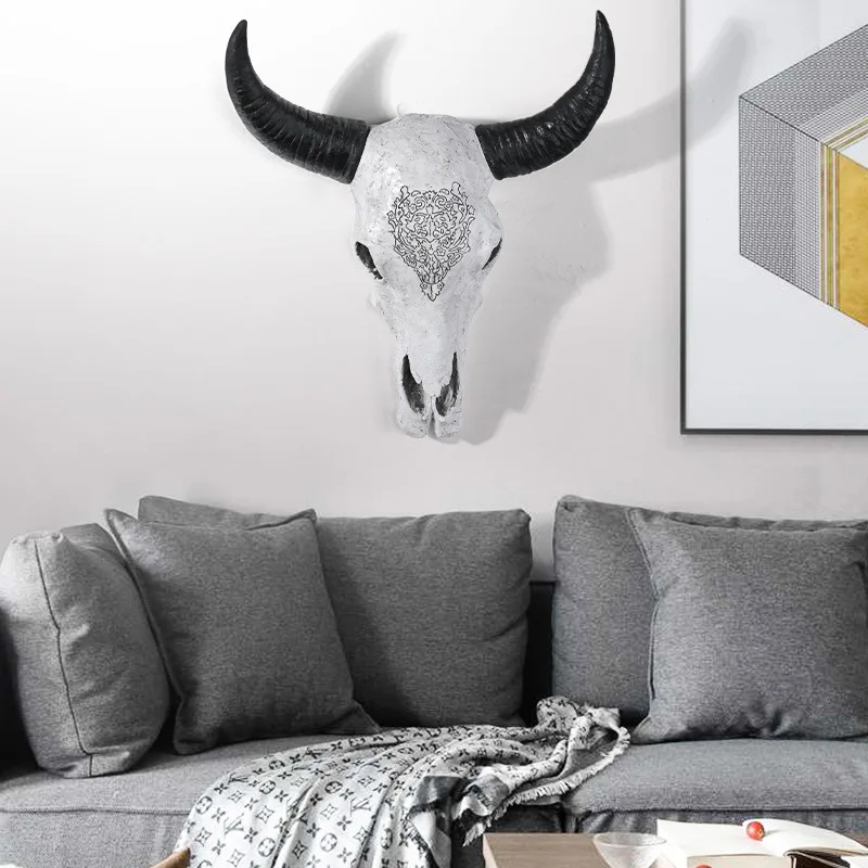 1pc Resin Skull Bull Head Wall Decor Hanger, Vintage Style Home Decor Figurine Suitable for Bedrooms, Studies, and Living Rooms