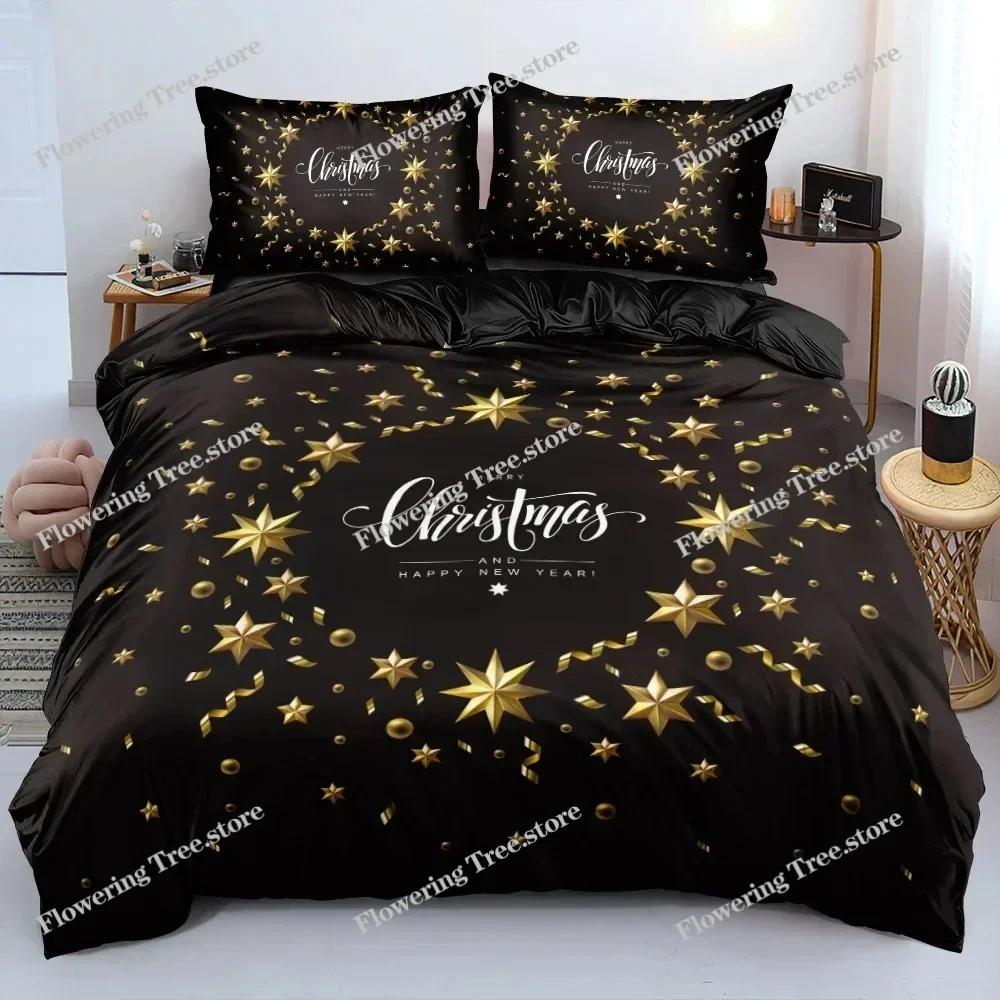 3D Christmas Tree Star Duvet Cover 3D Printed Bedding Set Double Twin Full Queen King Adult Kids Bedclothes Quilt Cover