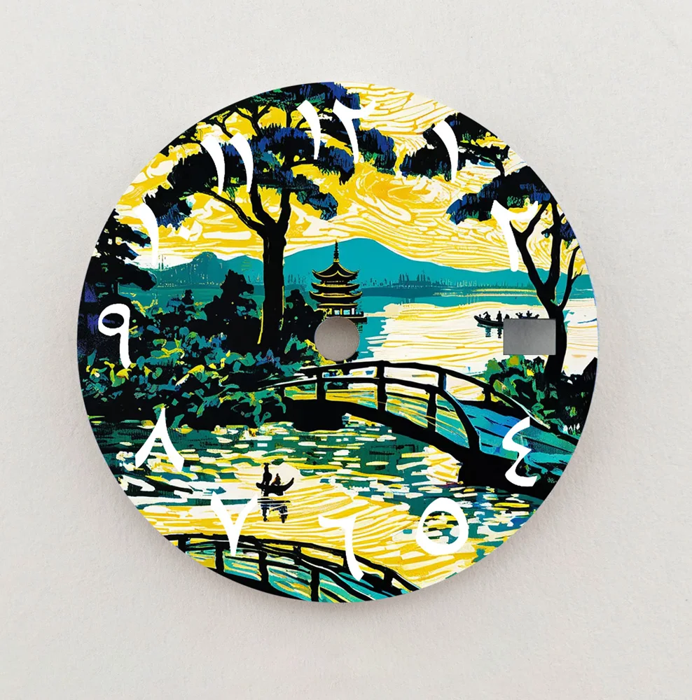 Циферблат NH35, озерный древний строительный циферблат, 28,5 мм, циферблат с арабскими цифрами, подходит для NH35/36, запасные части для часов с механизмом, индивидуальный логотип