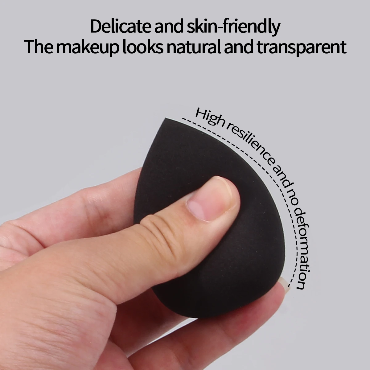 マルチ仕様のベストセラー黒メイクスポンジビューティーエッグセット、高反発性、パウダーが付着しないフェイシャルメイクアップツール