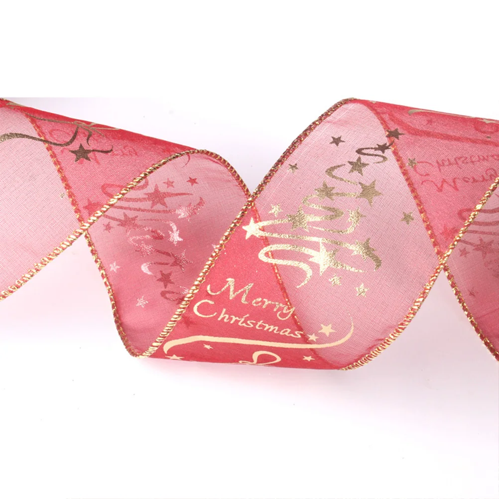 

2 Rolls Christmas Ribbons Wired Tree Decoration Ornament Happy Holidays Xmas Garland