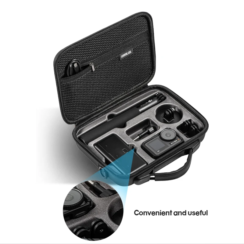 STARTRC Carrying Case for DJI Action 4 Storage Case PU Leather Hard Case for DJI Osmo Action 3 Camera Accessories Handbag