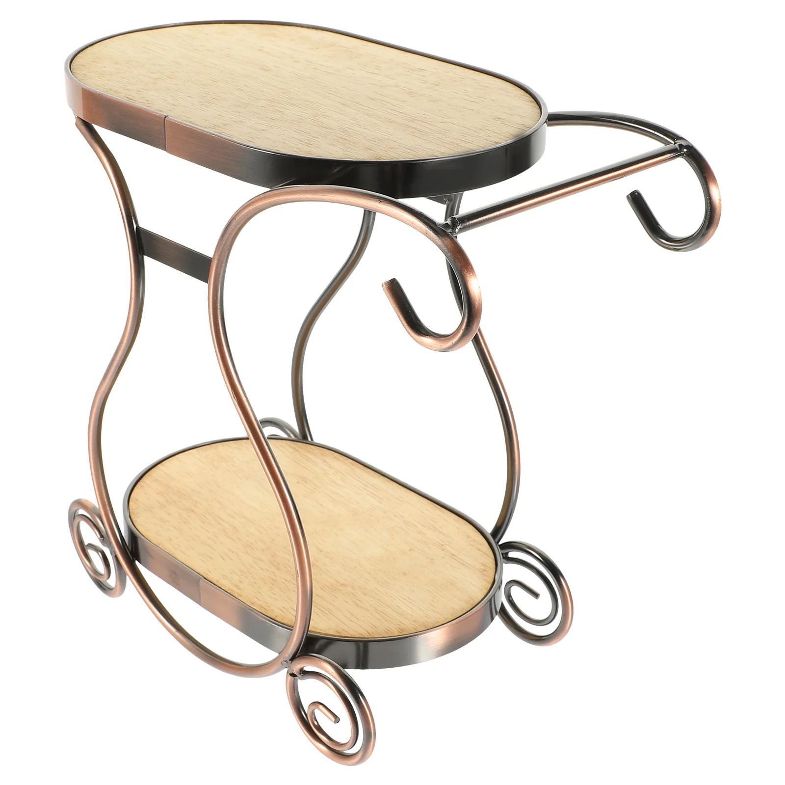 Cup Storage Rack Iron Wood Double Layer Coffee Mug Organizer Desktop Decorative Holder for Kitchen Cup Storage Rack