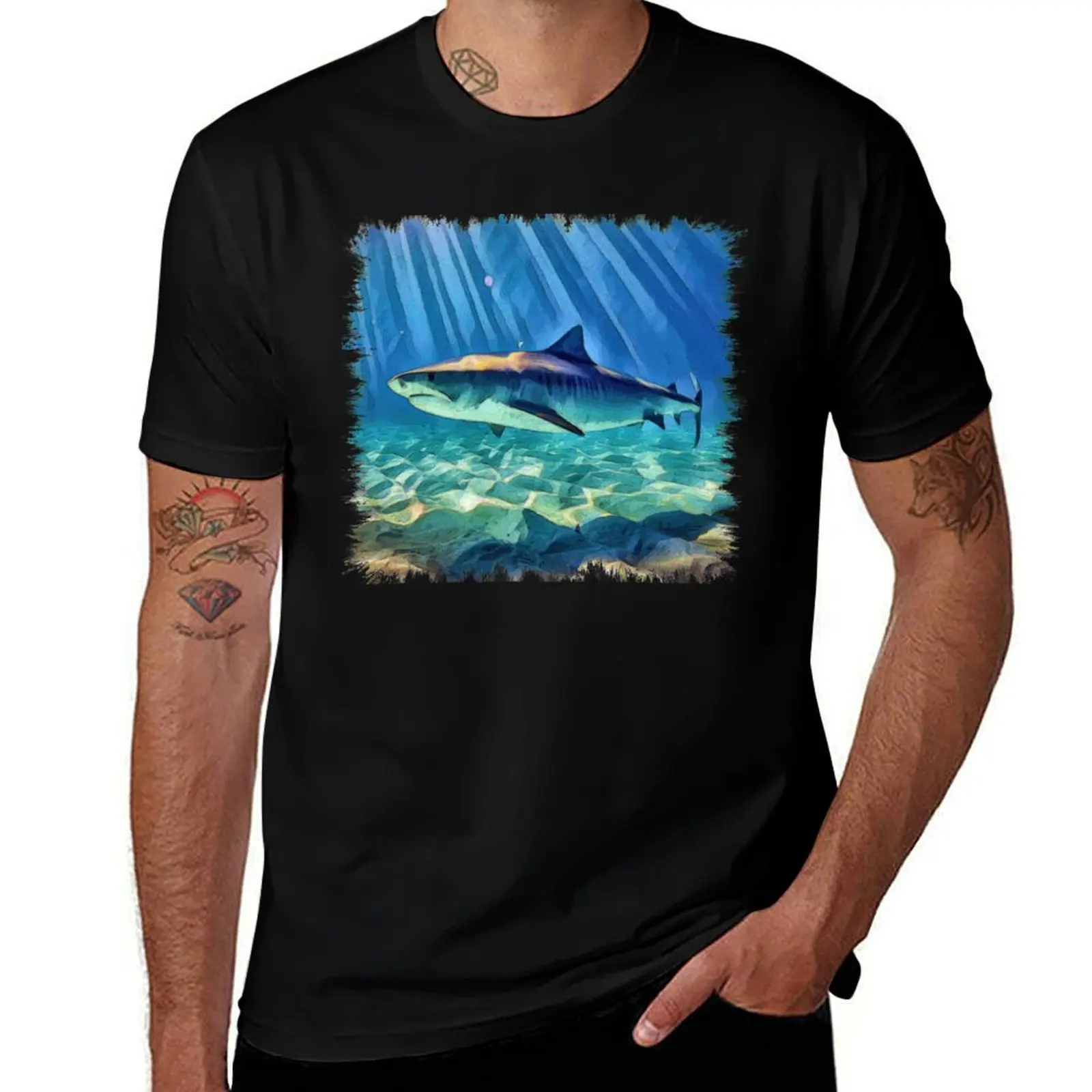 

Tiger Shark T-Shirt printed t shirts for man man graphic t shirt black cotton t-shirt plain for man package T-Shirt