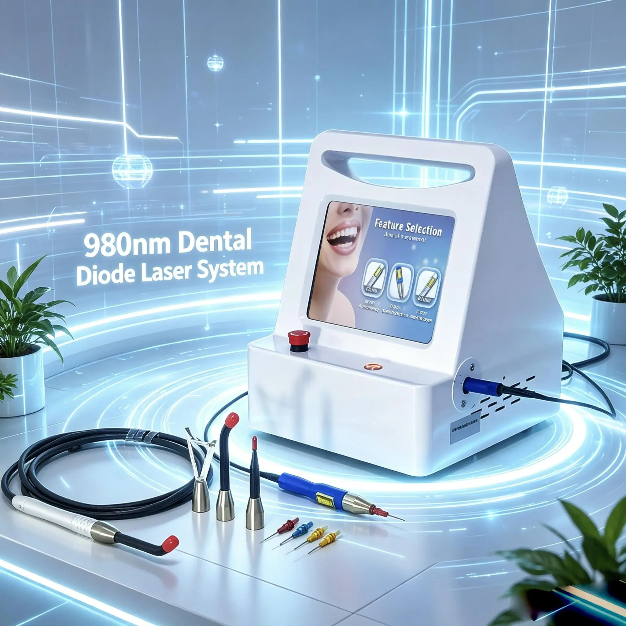 980nm Diode Dental Laser System Portable Soft Tissue Laser Machine Periodontal Therapy Gingivectomy Oral Treatment Equipment