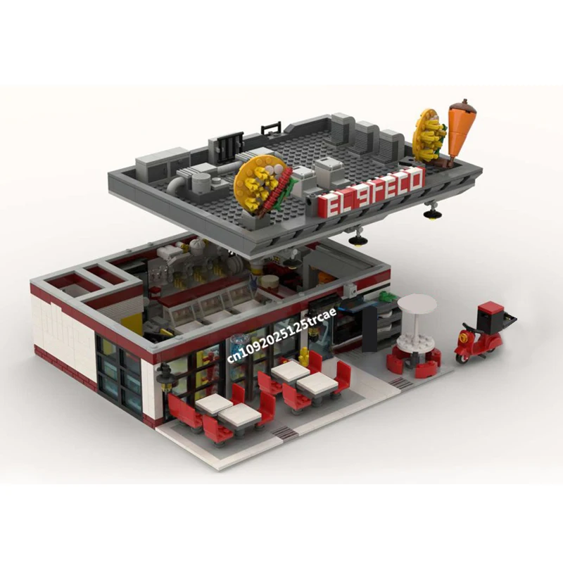 Nieuwe Stad Hot Selling Street View Moc Modulaire Gyros Huis Model Bouwstenen Diy Creatieve Ideeën Kidtoy Verjaardag Kerstcadeau