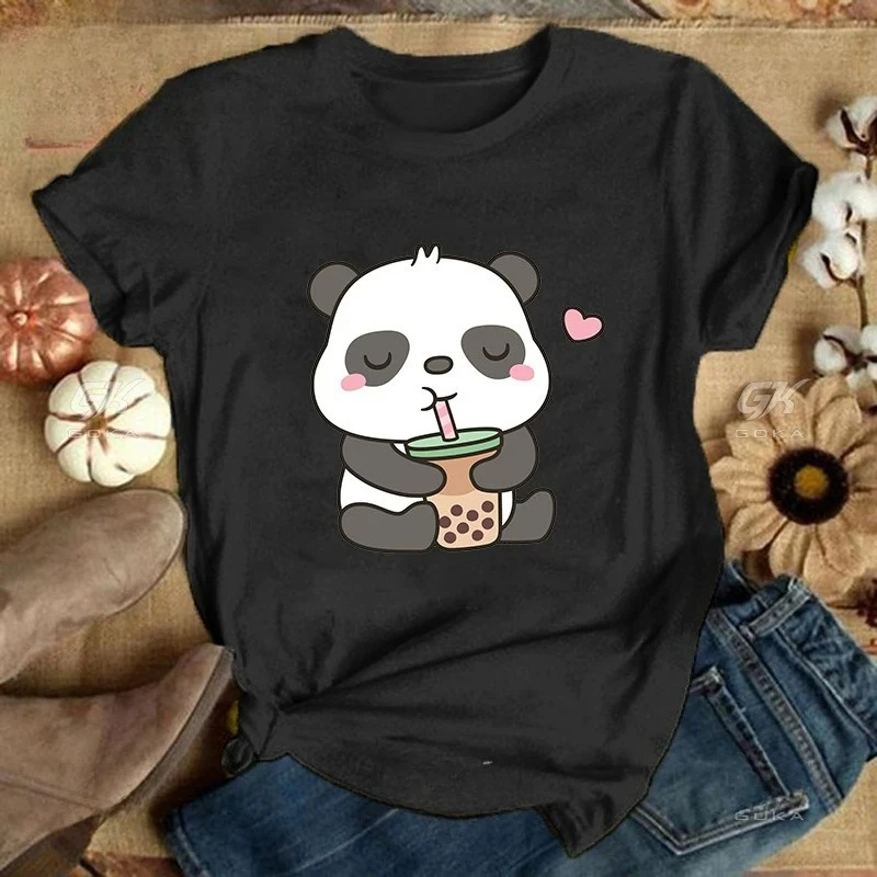 Cute Panda Tees Women Casual Short Sleeve Clothes Streetwear Tops Fashion Hip Hop Clothing Women T Shirts