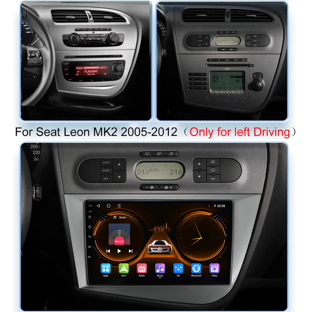 JIUYIN Android 13 Car Multimedia Radio For Seat Leon 2 MK2 2005-2012 Carplay 4G GPS WIFI Navigation Stereo Head Unit  Player