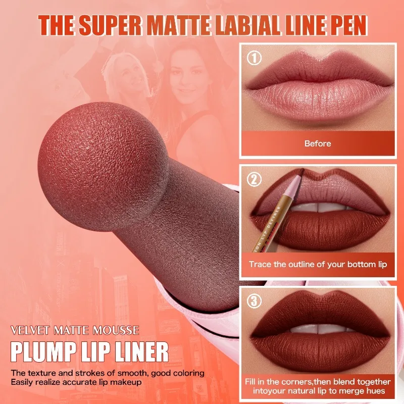 محدد شفاه مخملي غير لامع - محيط شفاه ستيريو ثلاثي الأبعاد، مقاوم للماء وغير قابل للتلطخ يحدد الشفاه المثالية الناعمة التي تدوم طويلاً #3