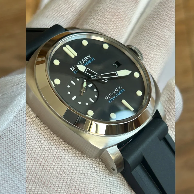 

Роскошные военные автоматические мужские часы с сапфировым стеклом, спортивные часы из нержавеющей стали, водонепроницаемые светящиеся резиновые мужские часы