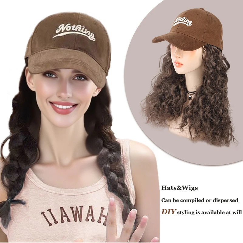 LUPU женская бейсболка с ремешком для наращивания волос, термостойкий синтетический 16-дюймовый регулируемый вьющийся парик, подходит для девочек