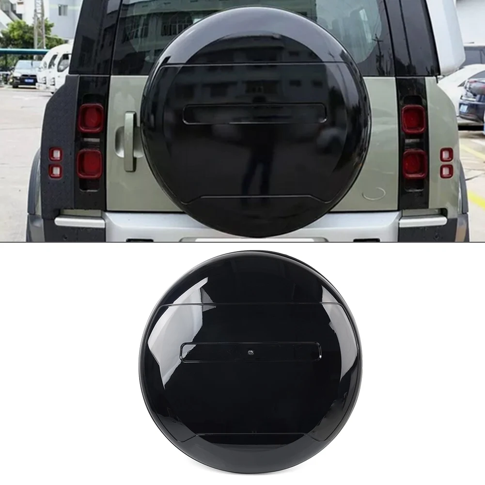 VPLEW0143 Rear Spare Tire Wheel Cover Cap 1pc For Land Rover Defender 2020-2023 2024 ABS Glossy Black + Red Letter