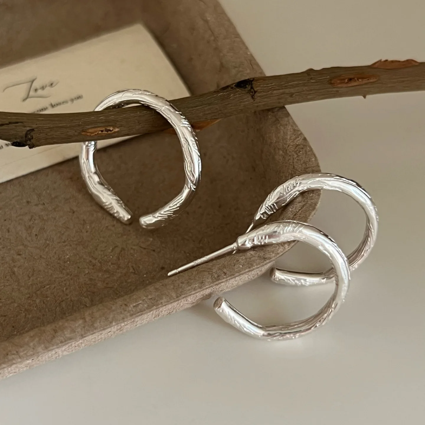 

925 Sterling Silver Open Finger Ring Hoop Earrings Leaf Simple Elegant Stackable For Women Jewelry Gift Dropship Wholesale