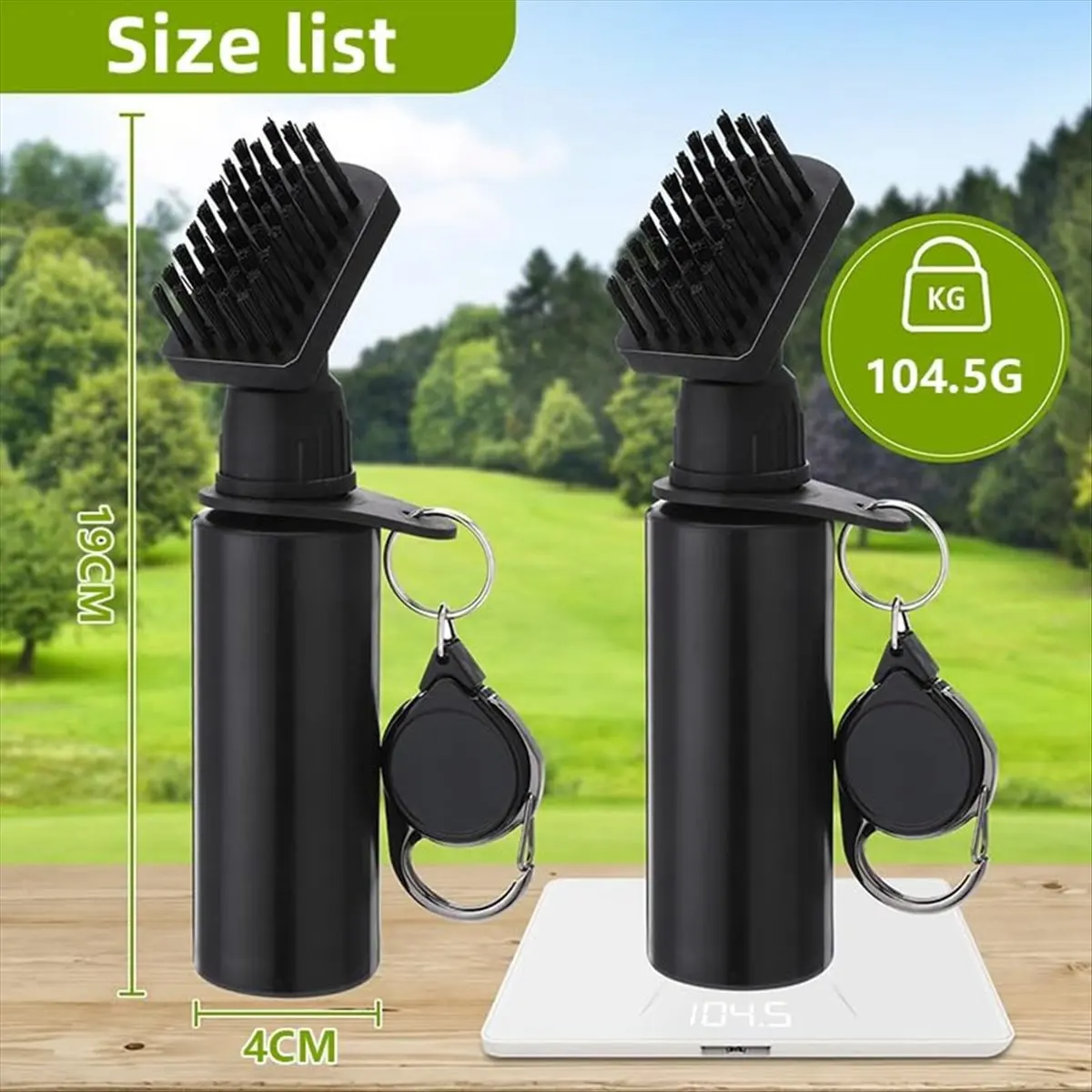 ABST Golf Club Cleaner Brush with Scalable Retainer Clip and Squeeze Water Bottle 7.5 Inches Holds 4 Ounces of Water
