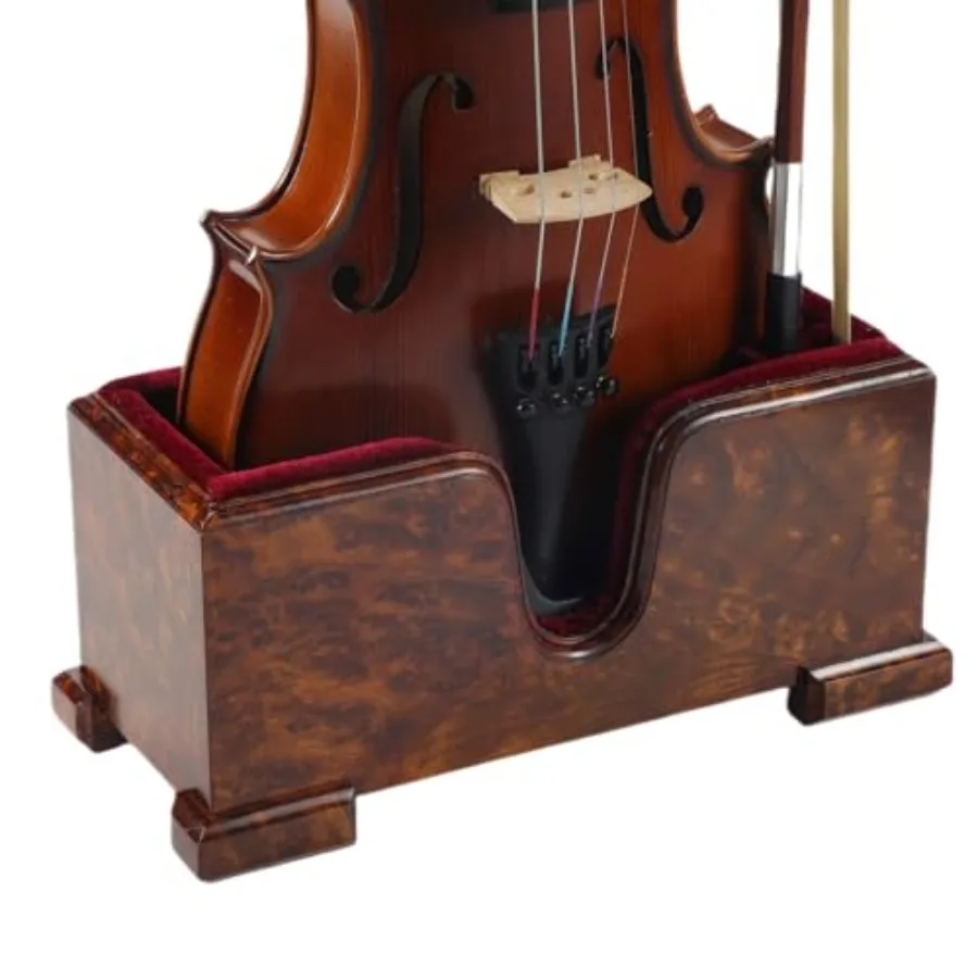 

Violin and Bow Holder Stand Wooden Violin Holder Floor Display with Velvet Protection Stable and Classy Aesthetic (Burl Wood +