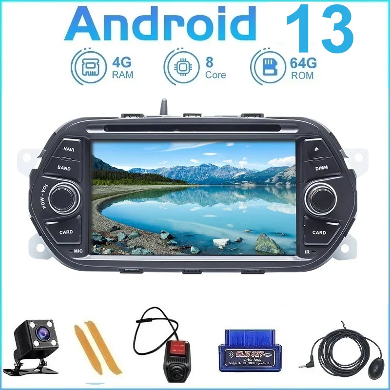 Android 13 Car Multimedia Player DVD Autoradio For FIAT TIPO EGEA 2015-2017 4GB+64GB 8 Core+DVR/WIFI+DSP+DAB GPS Navigation