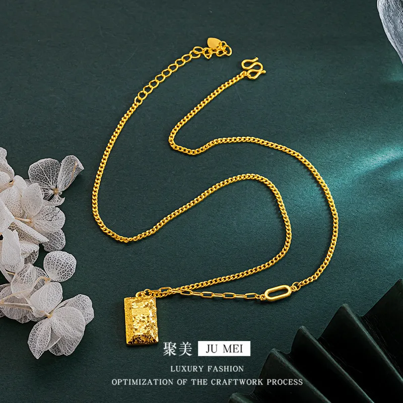 9999 24K real gold store same style gold wealth chain, personalized trend, versatile crushed ice women's necklace