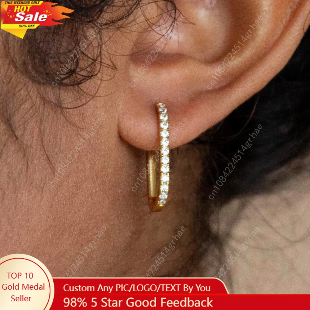 

2PCS Stainless Steel Square Huggie Hoop Earrings for Women Simple Cubic Zirconia U-shape Earings Piercing Jewelry Pendientes