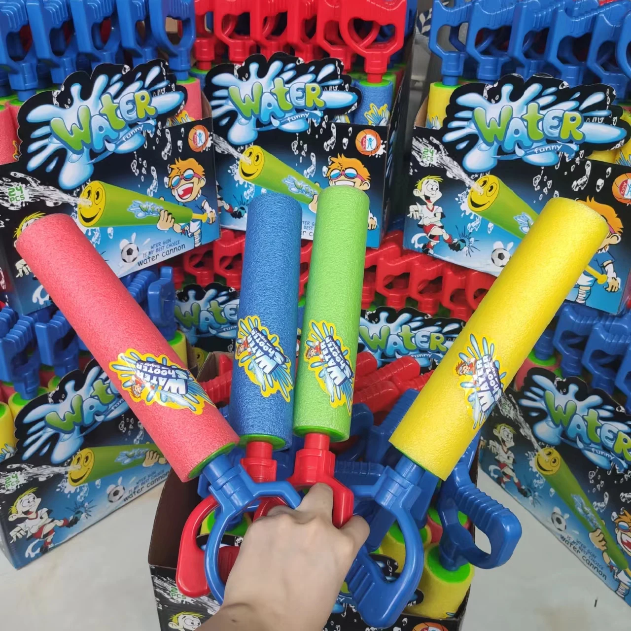 6 Pack Water Guns Shooter Super Foam Soakers Blaster Squirt Guns Pool Toy Plastic Handle Summer Swimming Beach Garden Outdoor