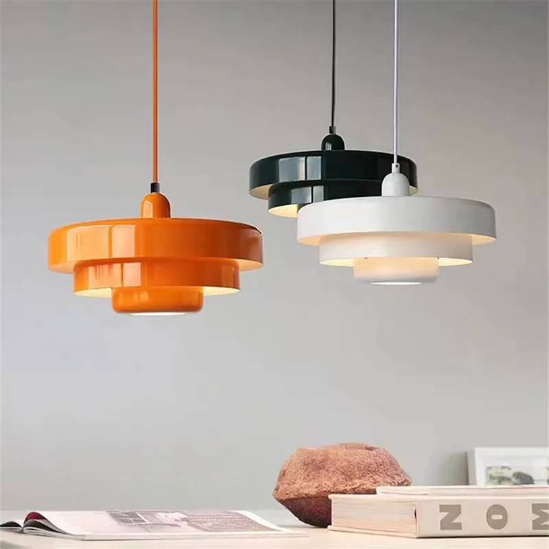 

Danish pendant light Nordic LED orange green lamp Macaron Aluminum coloured lighting For Restaurant Living Rooms kitchen lights