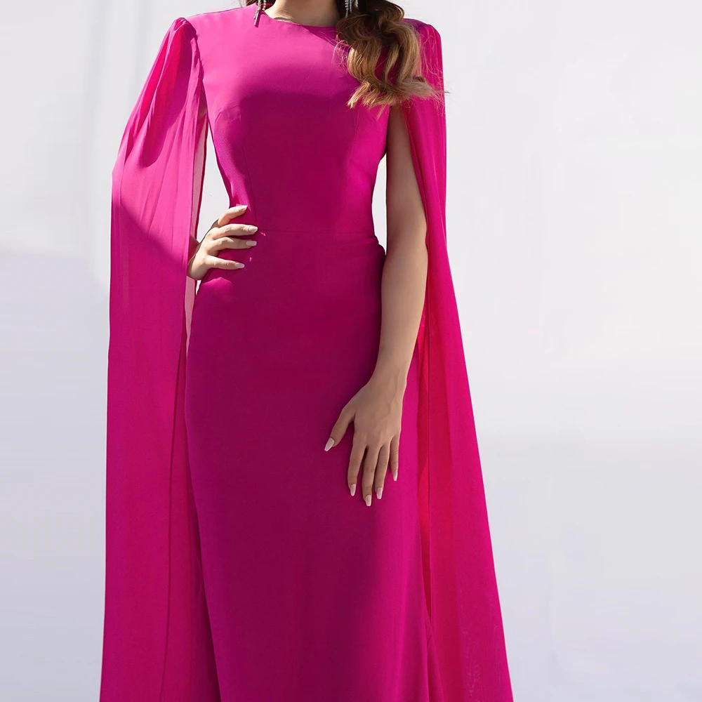 

Crew neck Straight Long Sleeves Jersey Floor Length Pleats Sweep Train Solid Color Elegant Evening Dress Quinceanera Gowns 2024