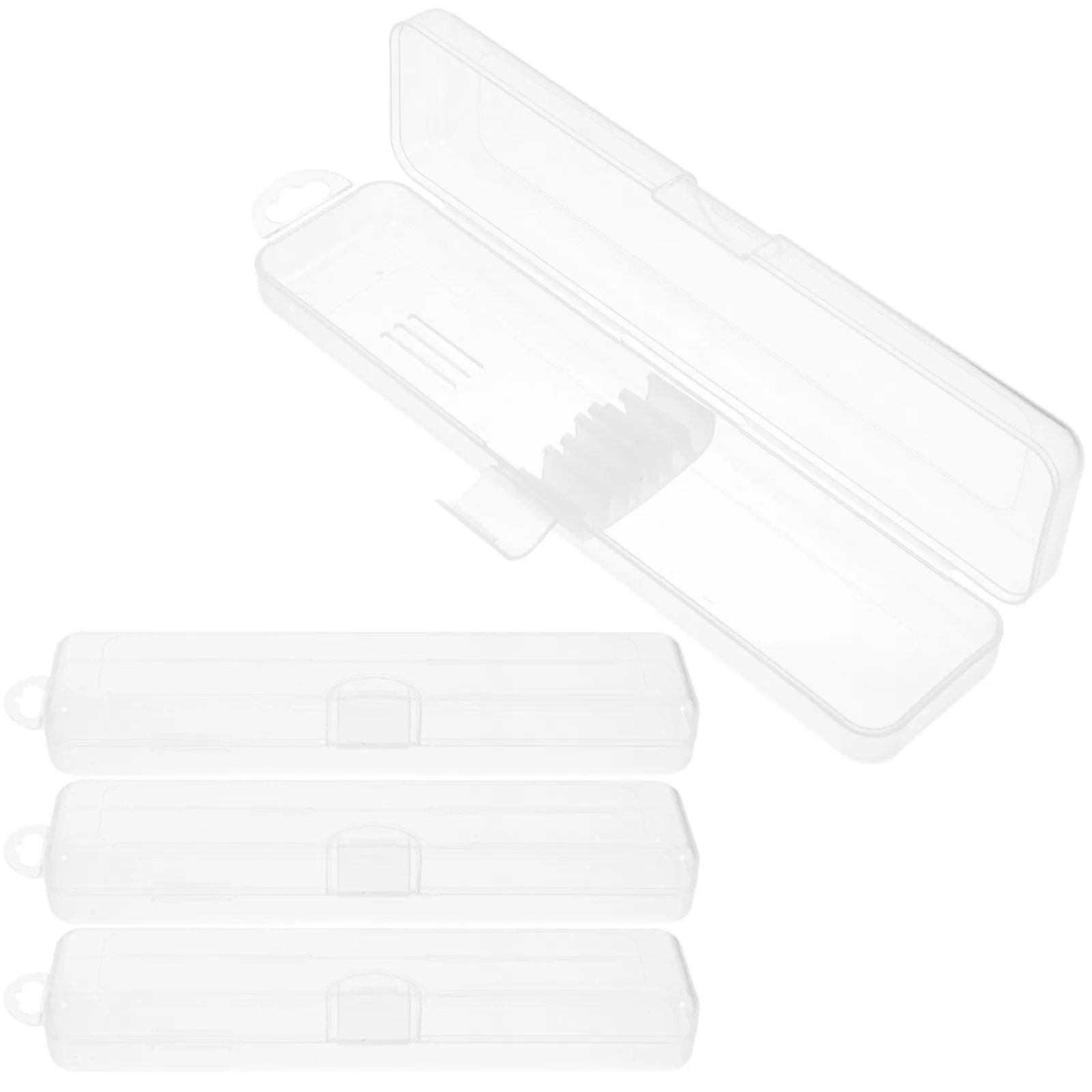 

4Pcs Plastic Drinking Straw Carrying Case Transparent Multi-Functional Storage Box Portable Organizer for Travel Coins Pills