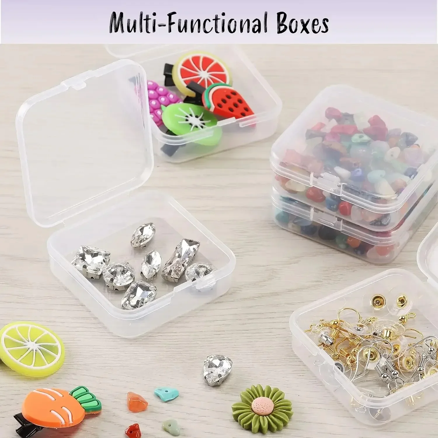 60/100PCS Mini Storage Box Transparent Square Plastic Box Earrings Jewelry Packaging Storage Small Square Box Jewelry Organizer