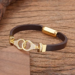 New in Cuff Bracelet Women's Hand Bracelets for Women Accessories Brown Leather Luxury Designer Jewelry Mexico Mother's Day Goth