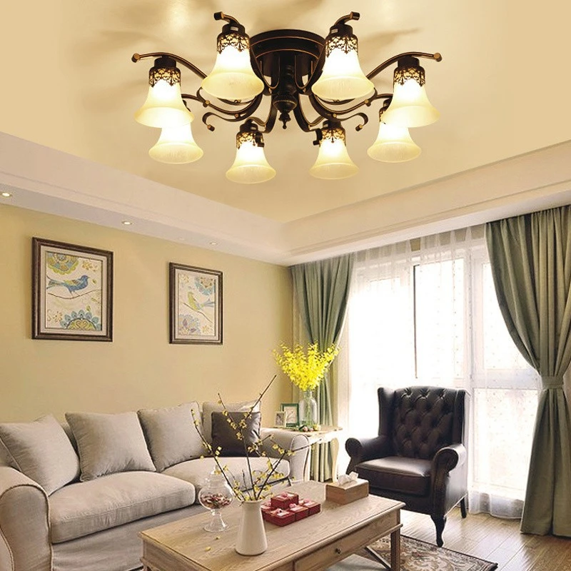 

Vintage Black Metal Chandelier Glass Pendant Lamp for Living Room Bedroom Kitchen Home Lustres Suspension Lamp Retro Loft Lights