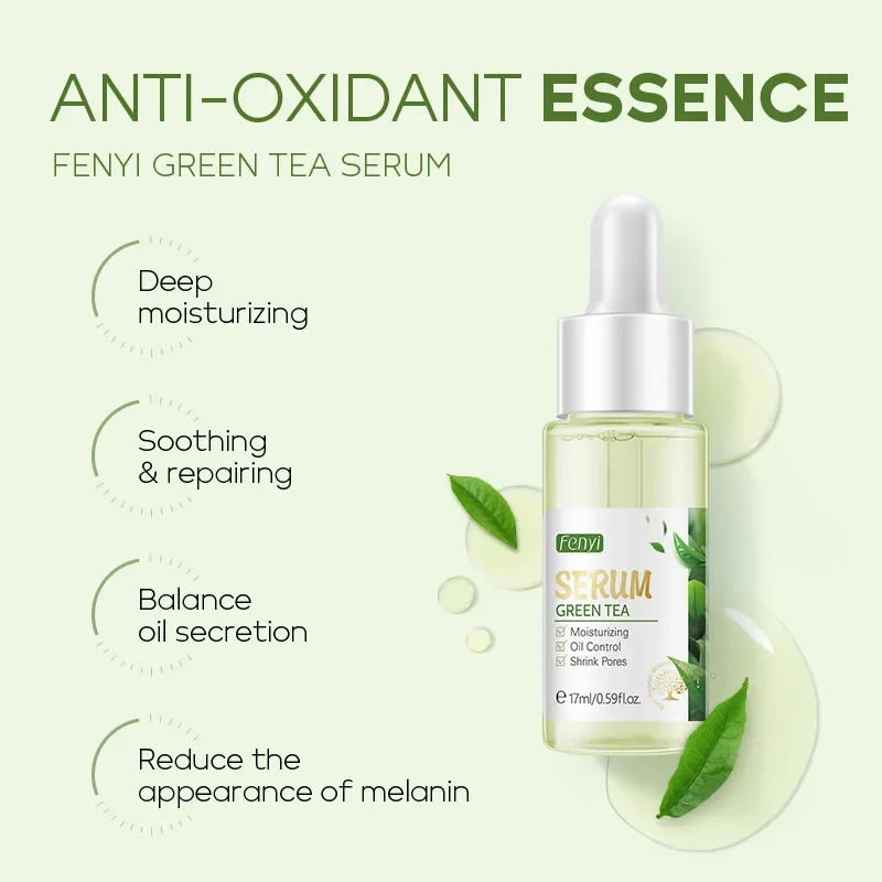 

Fenyi Green Tea Face Serum Hyaluronic Acid Repair Face Pores Serum Moisturizer Brightening Essence Cream Day Creams Skin Care